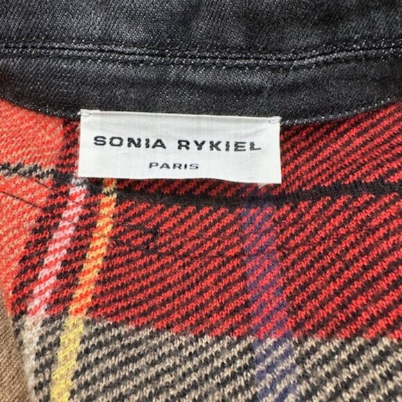 Sonia Rykiel Plaid Print Denim Jacket Size M - Picture 6 of 7